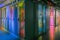 Colorful lights in a data center.