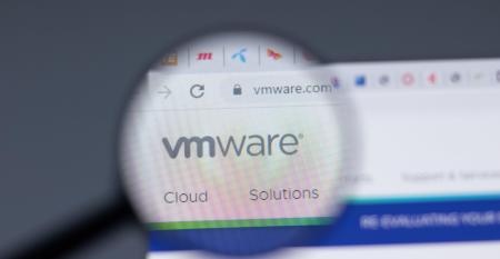 VMware logo close up on website page, Illustrative Editorial