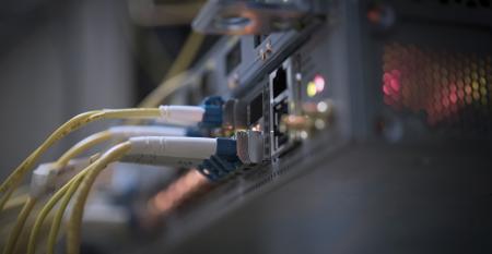 Fiber optic cables in a data center
