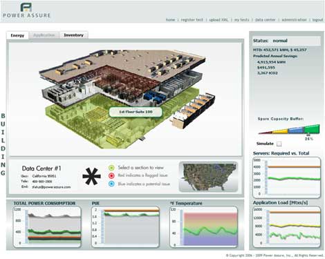 A view of the Power Assure energy management console.