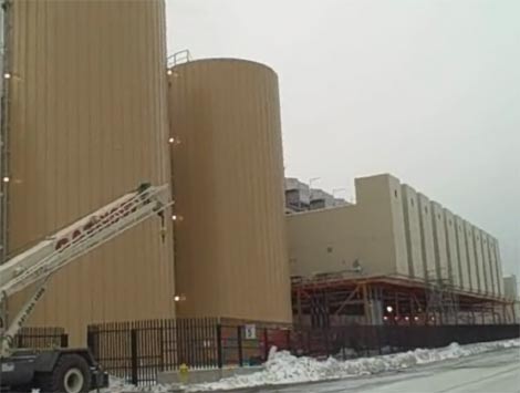 A look at the water storage towers at the Chicago data center site, from a photo in late 2008.
