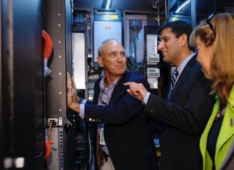 Federal CIO Vivek Kundra tours the NASA Nebula data center container during a September visit to Ames Research Center.