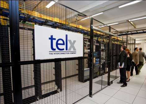 The raised-floor area at the Telx data center in Clifton, NJ.