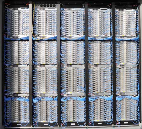Serious Server Density: Packed racks of servers in an IT-PAC at the new Microsoft data center in Quincy, Washington (Photo: Microsoft Corp.)