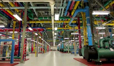 A look inside the cooling plant at a Google data center.