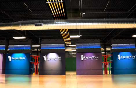 The new RagingWire data center in northern Virginia features colorful, branded air handler units. DreamHost will be the facility's anchor tenant. (Photo: RagingWire)