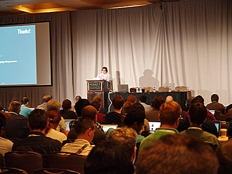 It was a packed room at Velocity 2013 for a morning session on operations from Mandi Walls of Opscode. (Photo: Colleen Miller)