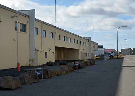The exterior of the approximately 40,000 square foot facility. While Iceland has multiple volcanoes, that are still active, the Verne data center is located at a distance from such geological risks. Being built on a former NATO base, it is unlikely to be near volcanic activity and resulting ash. However, the air is monitored for particulates, just in case. (Photo by Colleen Miller.)