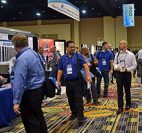 Whether it was products to manage power systems or fire protection for the data center, participants at Data Center World had the opportunity learn about and demonstrate a wide array of products in the exhibit halls space. (Photo by Colleen Miller.)