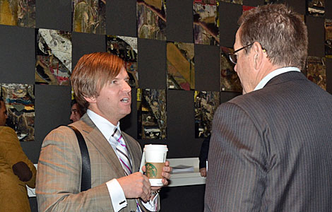 Time for a bit of networking. John Clune, president of Cavern Technologies, a data center company that utilizes underground facilities, speaks with another participant.