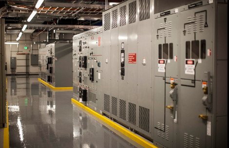 Electrical gear at ViaWest's Compark data center in Englewood, Colorado. (Photo by Paul Talbot, 23rd Studios)