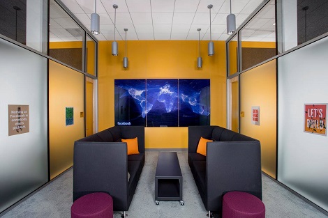 Office area at Facebook's Altoona data center. (Photo: @2014 Jacob Sharp Photography)
