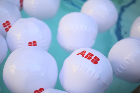 ABB, one of the event’s sponsors, filled the fountain with floating balls during the networking reception.