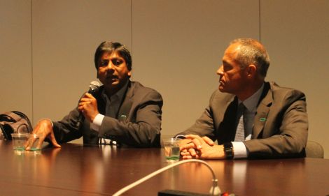 [left to right] Former HPE SVP Manish Goel, and newly appointed chief of Storage-Defined and Cloud, Ric Lewis, at HPE Discover 2016 last June.